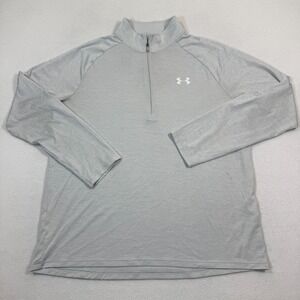 Under Armour Shirt Men Large‎ Gray Long Sleeve Tech 1/4 Zip Golf Casual